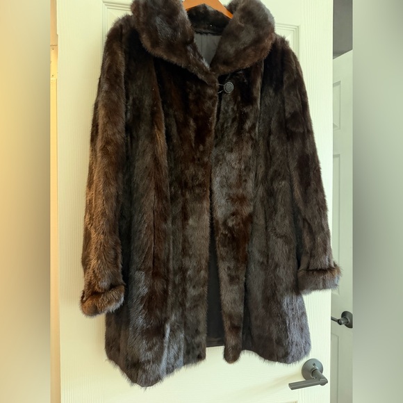 Elegant Brown Real Mink Fur Coat - Picture 2 of 7